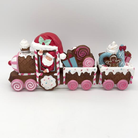 Peppermint Square Gingerbread Train With Santa Hat 13” Christmas Holiday NEW - Picture 8 of 8